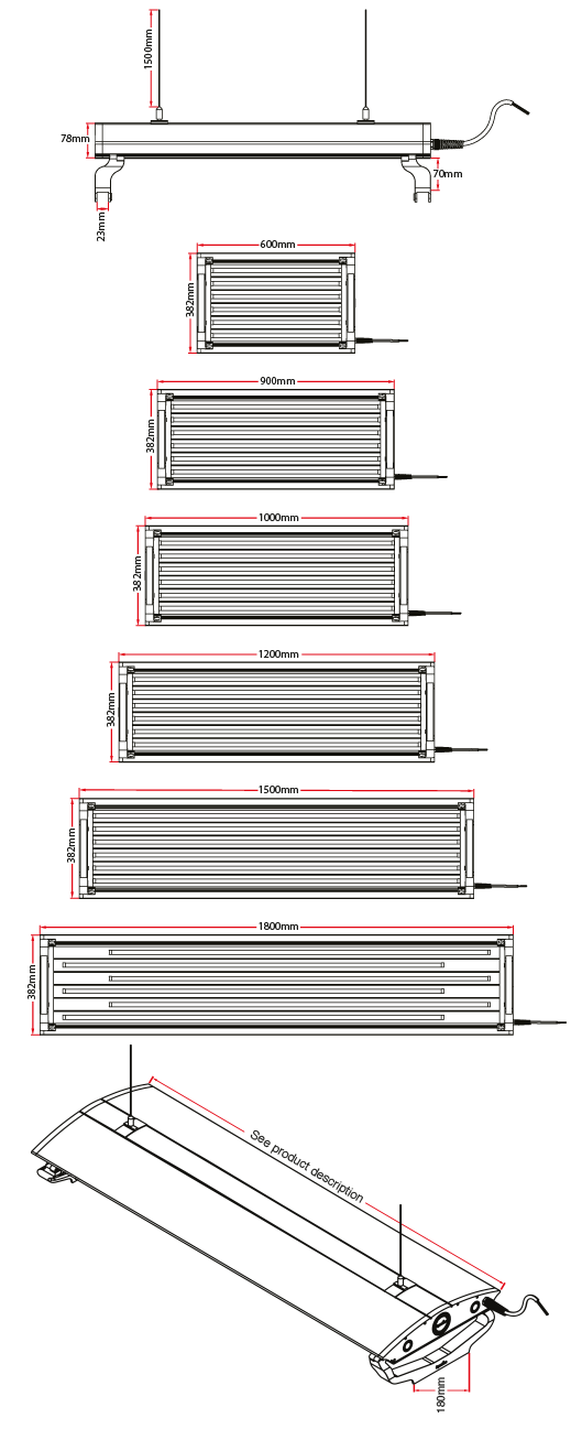 AquaLumi Series 2 Dimensions and Sizes